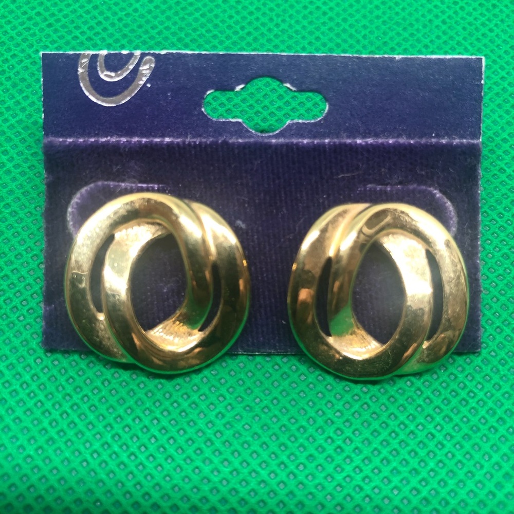 VINTAGE Intertwined Goldtone Pierced Earrings